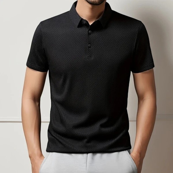 Elian – Polo Branco Texturado com Botões