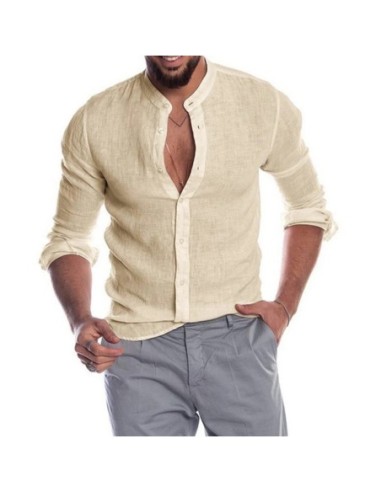 Nilo – Camisa Azul com Gola Mandarim em Linho