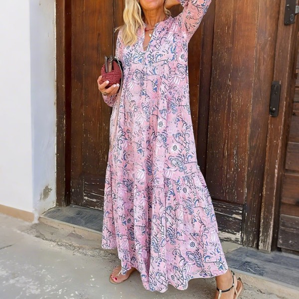 Sofia – Vestido Longo Rosa Floral