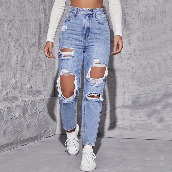 Roxy – Jeans Rasgados de Cintura Alta